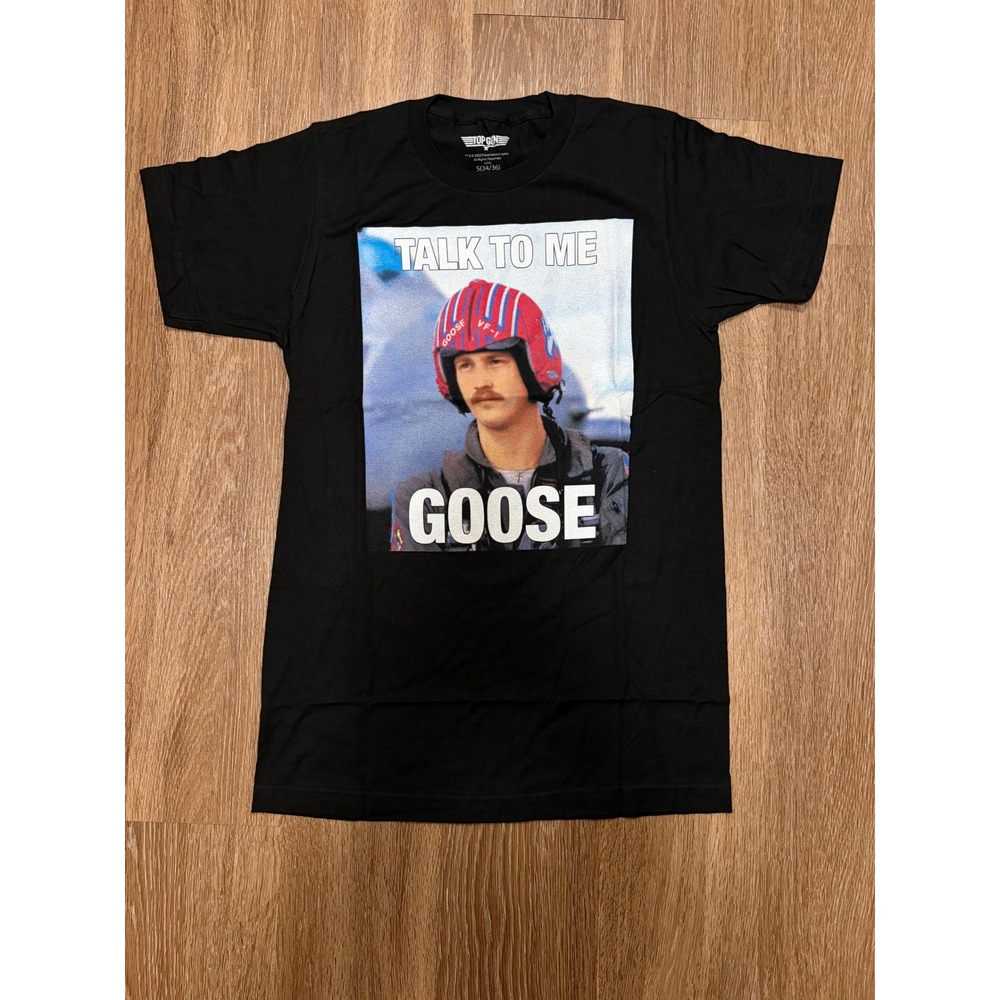 Top Gun Talk To Me Goose Graphic T-Shirt Mens Small Black 100% Cotton 2020 Movie